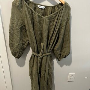 Sonoma Olive Green Women's Cotton Gauze Tunic Dress